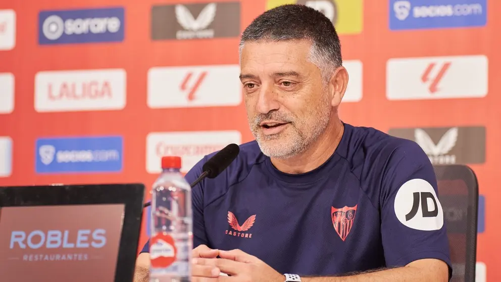 Garc&iacute;a Pimienta en la rueda de prensa previa al partido ante el Girona FC | Salvador L&oacute;pez Medina para El MIRA
