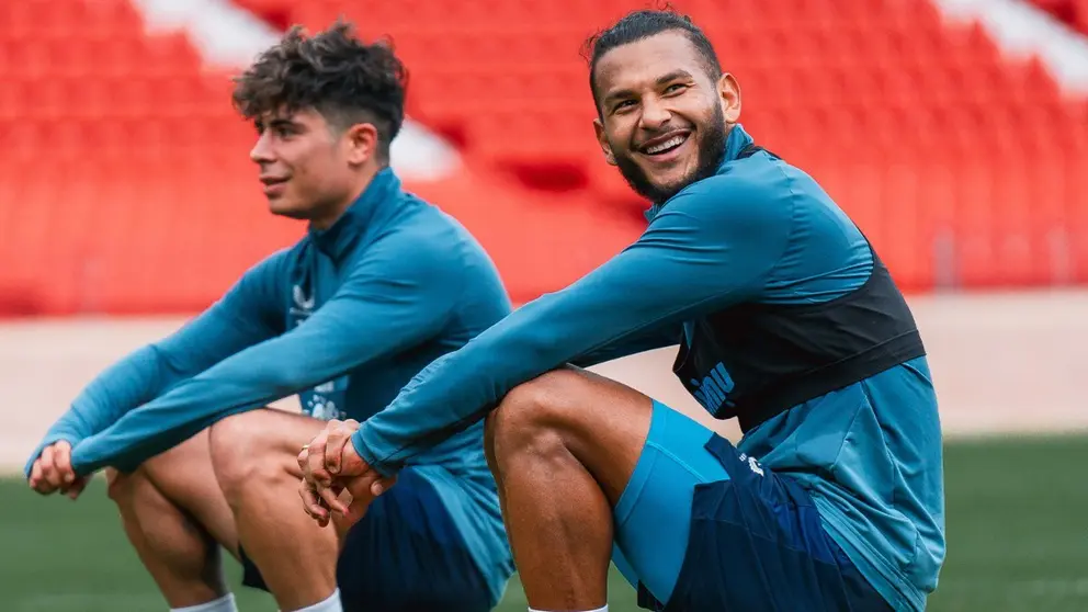 Luis Su&aacute;rez y Nico Melamed en un entrenamiento de la UD Almer&iacute;a | UDA