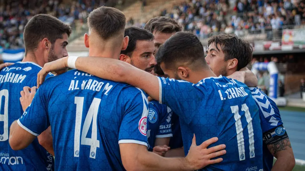 Jugadores del Xerez Deportivo FC celebrando un gol en Chap&iacute;n | Juan Antonio Zarzuela