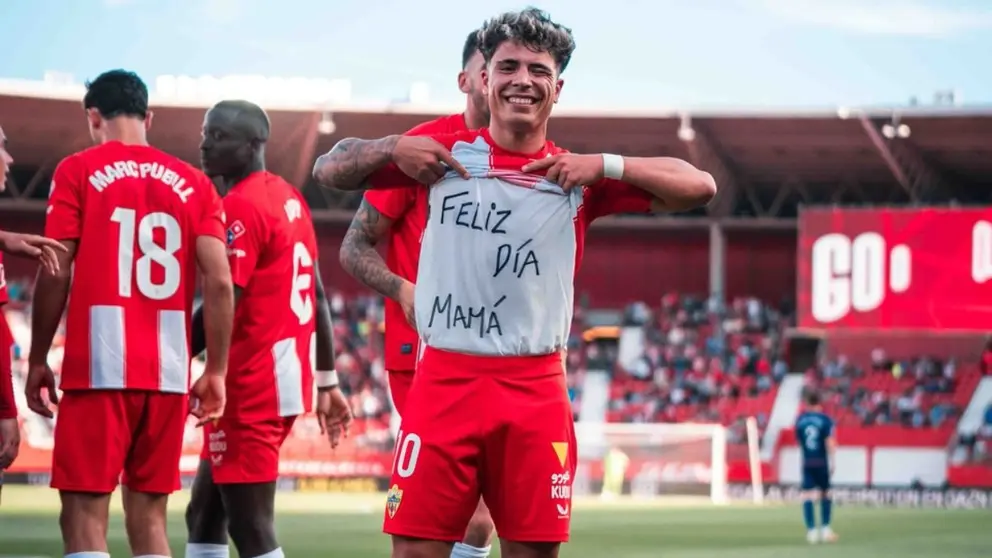 Nico Melamed celebra un gol con la UD Almer&iacute;a | UDA