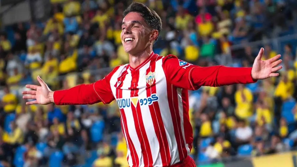 Sergio Arribas celebra su gol en el UD Las Palmas - UD Almer&iacute;a | UDA