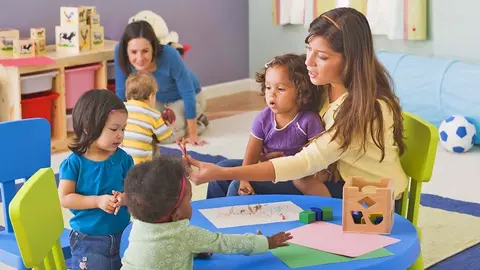 Teachers and toddlers in daycare
