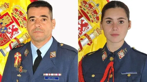 Comandante Daniel Melero y la alf&eacute;rez alumna Rosa Mar&iacute;a Almir&oacute;n, del Ej&eacute;rcito del Aire