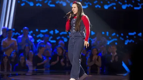Laura Mu&ntilde;oz durante su actuaci&oacute;n. Foto: Antena 3. La Voz Kids