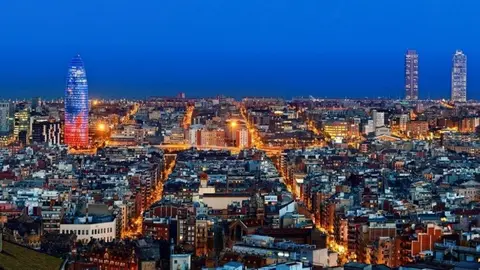 23 Mar 2011, Barcelona, Barcelona Province, Spain --- Barcelona skyline with Torre Agbar at twilight, Barcelona, Spain --- Image by &copy; Sylvain Sonnet/Corbis