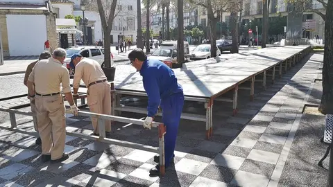 Montaje de los palcos en Jerez