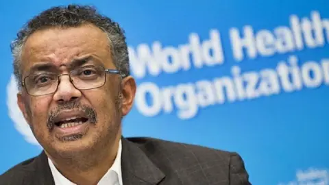 Geneva (Switzerland Schweiz Suisse), 30/01/2020.- Tedros Adhanom Ghebreyesus, Director General of the World Health Organization (WHO), talks to the media after the WHO's Emergency Committee meeting on the novel coronavirus (2019-nCoV), during a press conference, at the World Health Organization (WHO) headquarters in Geneva, Switzerland, 30 January 2020. The WHO has declared an global public health emergency over the outbreak of the Coronavirus. (Suiza, Ginebra) EFE/EPA/JEAN-CHRISTOPHE BOTT