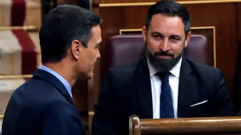 Pedro S&aacute;nchez y Santiago Abascal en el Congreso