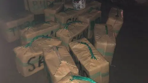 Parte de la cantidad de hach&iacute;s intervenida