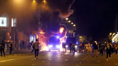 Disturbios en Barcelona en el aniversario del 1 de octubre.
