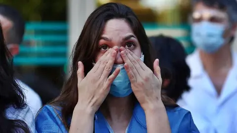 Sanitaria emocionada durante la pandemia del Covid-19