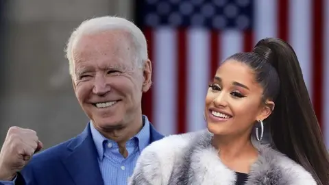 Ariana Grande y Joe Biden