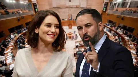 Isabel D&iacute;az Ayuso (PP) y Santiago Abascal (Vox)