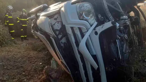 El cami&oacute;n tras el accidente de tr&aacute;fico en Olvera