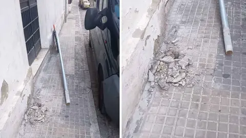 Se&ntilde;al de tr&aacute;fico derribada en la calle Caballeros en Jerez | El MIRA