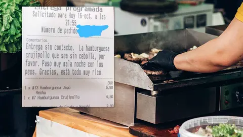 Pide a domicilio una hamburguesa sin cebolla 'para no tener gases por la noche'