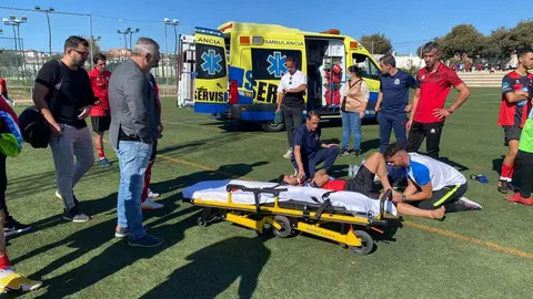 Jugador lesionado del Sherry Atl&eacute;tico