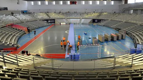 Preparativos en el Palacio de Deportes para la Supercopa de Espa&ntilde;a (2)