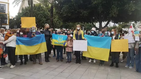 Concentraci&oacute;n en la Plaza del Arenal de Jerez en apoyo a la comunidad ucraniana