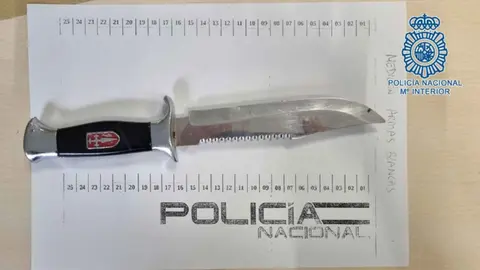 Cuchillo empleado por el joven arrestado en una discoteca en Jerez