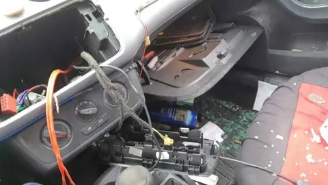 Interior del coche robado en Jerez