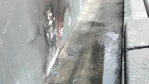 Punto donde roci&oacute; con gasolina las pertenencias de una persona sin hogar