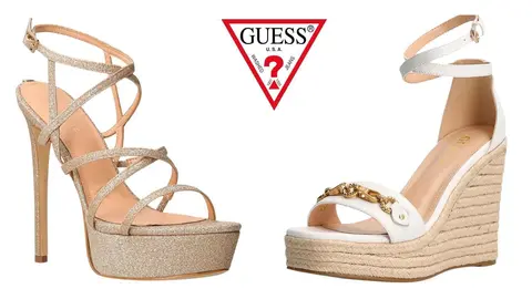 5 sandalias de tac&oacute;n de Guess que son una absoluta locura para llevar con vestidos y vaqueros