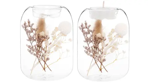 Portavelas de cristal con flores secas AYDEN de MAISONS DU MONDE