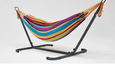 Te transportan a una playa del Caribe con esta hamaca (de lona) para terraza o jard&iacute;n