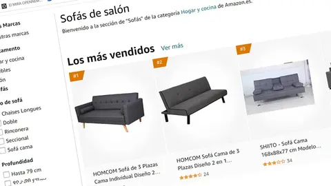 Los 3 sof&aacute;s que revientan los pedidos de Amazon son casi iguales y muy baratos: cama y de 3 plazas
