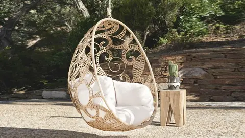 Este sill&oacute;n colgante para el &aacute;rbol del jard&iacute;n o techo de terraza: da toque se&ntilde;orial a tu casa