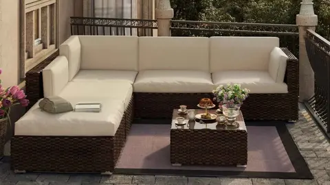 Conjunto de muebles de porche Gales de rat&aacute;n sint&eacute;tico de Leroy Merlin