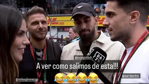 Joaqu&iacute;n y su momento inc&oacute;modo con Marc Bartra y su ex, Melissa Jim&eacute;nez