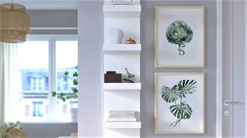 La estanter&iacute;a de pared que queda minimalista y moderna en el sal&oacute;n o dormitorio la tiene Ikea