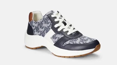 Zapatillas de mujer en piel de color azul marino Ralph Lauren