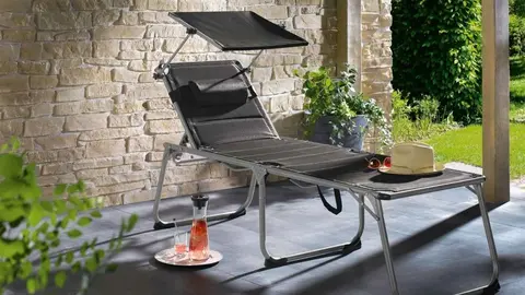 Tumbona XXL de aluminio con parasol