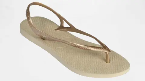 Chanclas playa Mujer Havaianas beige dorado Decathlon