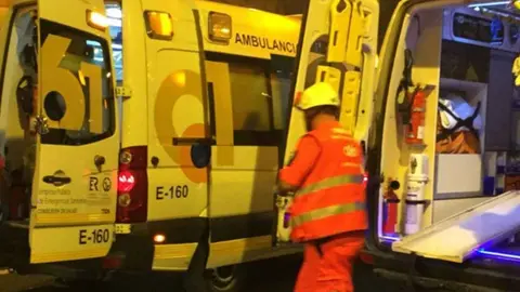 Una ambulancia en una foto de archivo