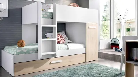 Cama tren con armario Tana roble y blanco de Leroy Merlin