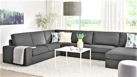 El sof&aacute; de sal&oacute;n gigante con chaise longue de Ikea para mansiones: 15 colores y 6 plazas