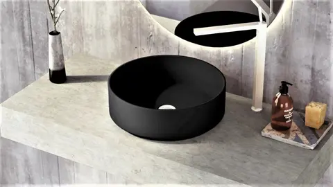 El lavabo mate para ba&ntilde;os de Leroy Merlin a lo Maisons du Monde: se los llevan en color negro