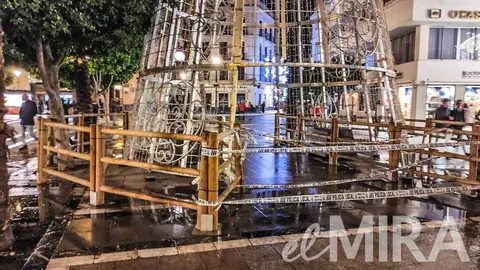 Un perro casi se electrocuta en el &aacute;rbol de Navidad de la Plaza del Arenal en Jerez