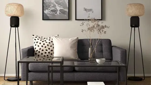 L&aacute;mpara pie con altavoz wifi&nbsp;SYMFONISK de Ikea