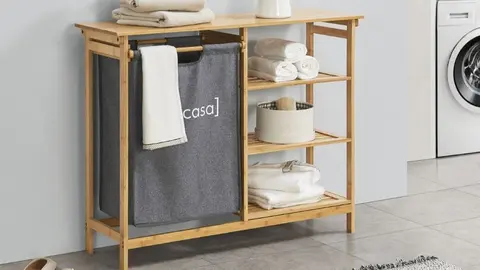 Estanter&iacute;a de ba&ntilde;o con cesto para la ropa sucia Nousiainen en Carrefour