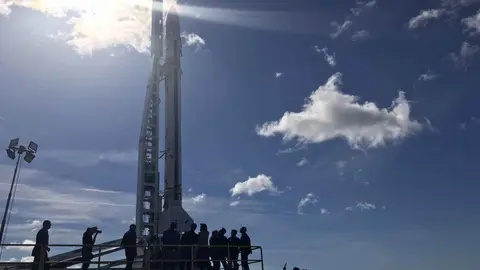 El cohete Miura 1  en la base de&nbsp;El Arenosillo de Huelva