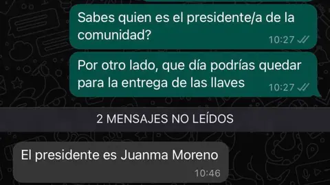 Conversaci&oacute;n de WhatsApp de un inquilino con su casera