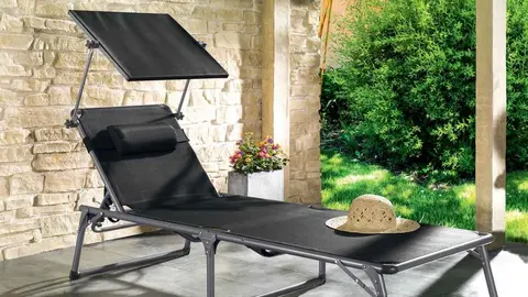 Tumbona de aluminio con parasol de Lidl