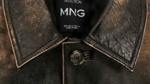 Chaqueta piel efecto desgastado de Mango