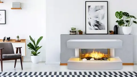 Leroy Merlin logra la imitaci&oacute;n &oacute;ptima de una chimenea de pared para el sal&oacute;n