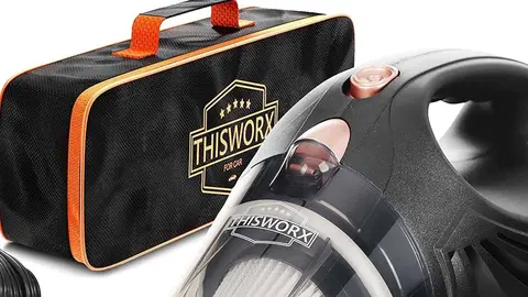 THISWORX Aspiradora port&aacute;til de Alta Potencia para Coche, aspiradora de Mano 3 Accesorios, Cable de 5 m y Bolsa de Almacenamiento 12 V alimentaci&oacute;n